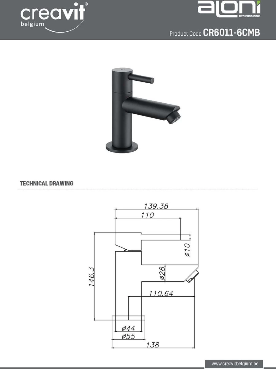 Aloni - KLEINE ! Koudwaterkraan 1/2 Mat Zwart 6 Aloni - KLEINE ! Koudwaterkraan 1/2 Mat Zwart - Image 6