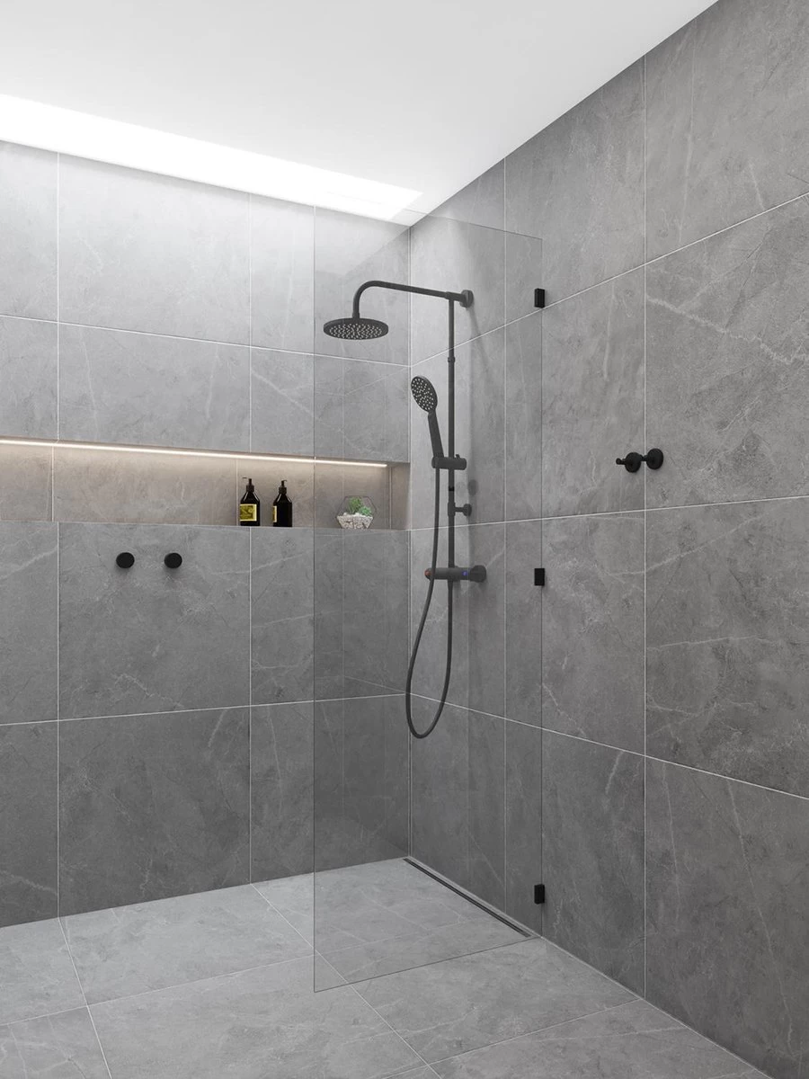 4bathroomz® Zwarte Regendouche Met Thermostatische Kraan - 20cm Hoofddouche 2 4bathroomz® Zwarte Regendouche Met Thermostatische Kraan - 20cm Hoofddouche - Image 2