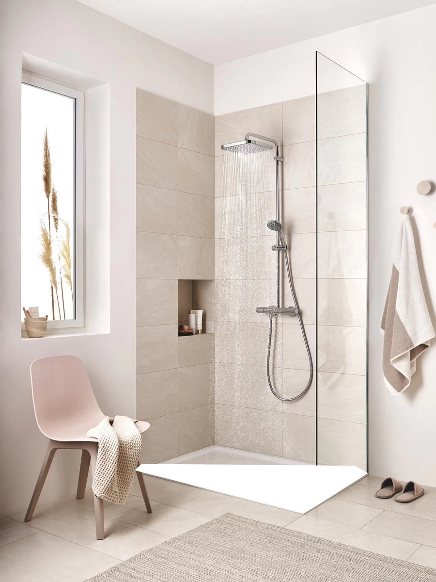 GROHE QuickFix Vitalio Start 250 Regendouche - □ 25 Cm - Vierkant - Met Thermostaatkraan - Chroom 4 GROHE QuickFix Vitalio Start 250 Regendouche - □ 25 Cm - Vierkant - Met Thermostaatkraan - Chroom - Image 4