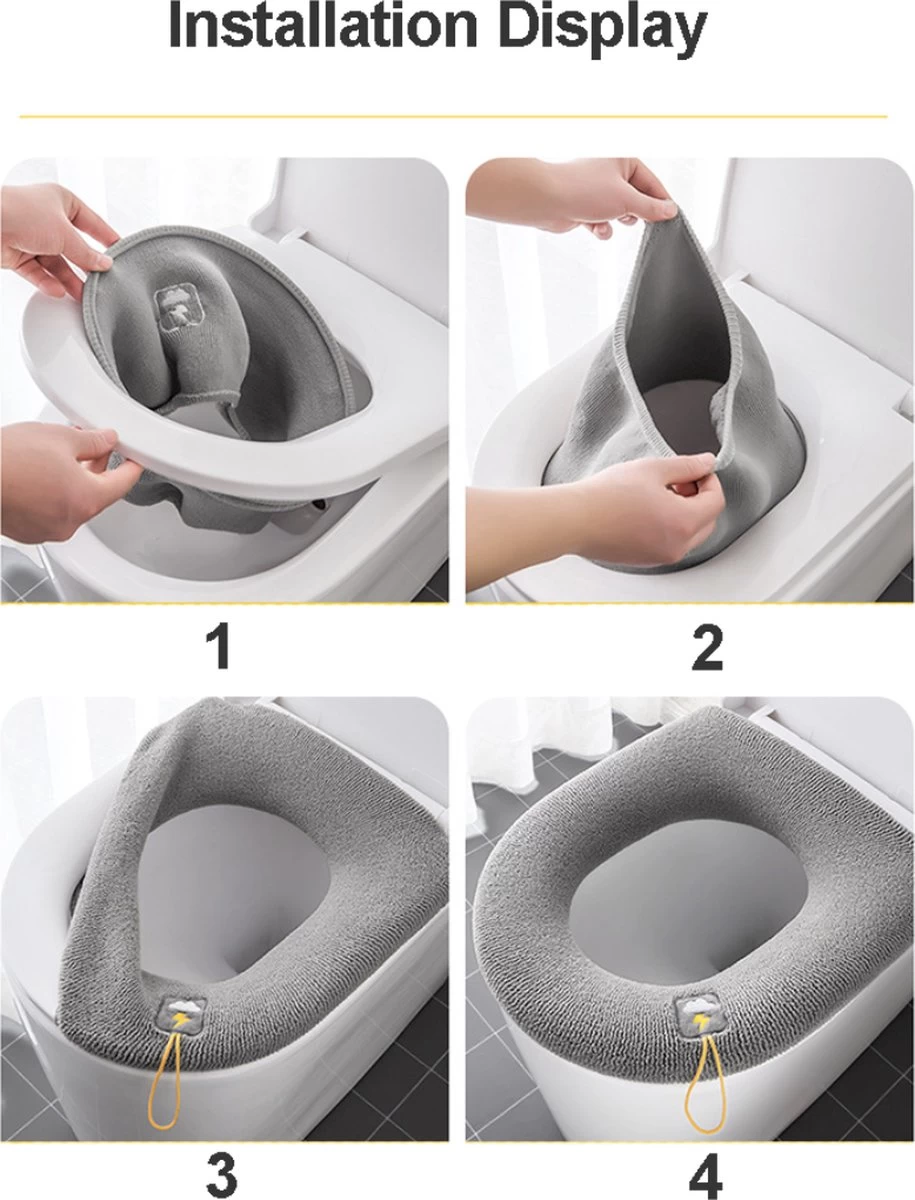 Toiletbril Rond - WC Bril Cover - Toiletbril Hoes - Duurzaam - Herbruikbaar - Grijs - Gratis Verzending 3 Toiletbril Rond - WC Bril Cover - Toiletbril Hoes - Duurzaam - Herbruikbaar - Grijs - Gratis Verzending - Afbeelding 3