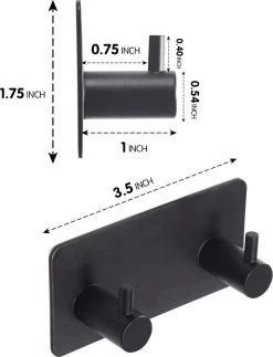 BOTC Handdoekhouder RVS - Handdoekhaakjes 2 In 1 RVS Zelfklevend - Rechthoekig Handdoek Haakjes - Handdoekhaak - Zwart -Grohe Winkel 918x1200 3