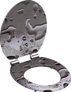 SCHÜTTE WC-Bril 80123 GREY STEEL - MDF-Hout - Soft Close - Verchroomde Scharnieren - Decor - 3-zijdige Print -Grohe Winkel 925x1200