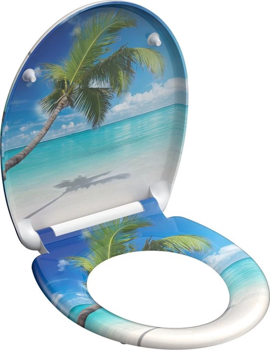 SCHÜTTE WC-Bril 82363 CARRIBEAN - Duroplast - Soft Close - Afklikbaar - RVS-Scharnieren - Decor - 3-zijdige Print 2 SCHÜTTE WC-Bril 82363 CARRIBEAN - Duroplast - Soft Close - Afklikbaar - RVS-Scharnieren - Decor - 3-zijdige Print - Image 2