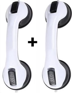 Merkloos 2x Anti Slip Zuig Handvat - Zuignap Handgreep Badkamer/Toilet - Badkamer Veiligheidsgreep - Handgreep Met Zuignappen - Badgreep - Krachtig En Verplaatsbaar - Trekvermogen Tot 50KG - 30cm