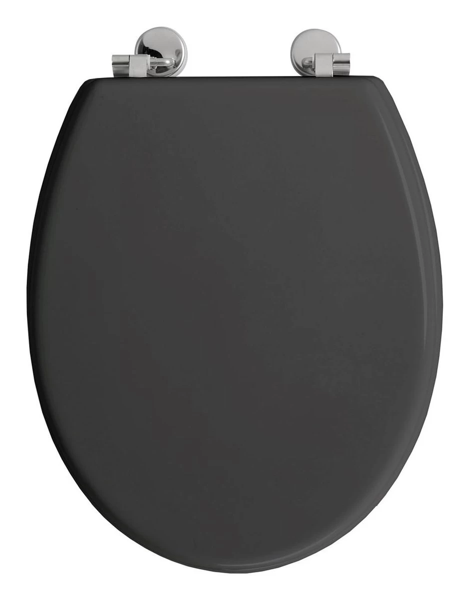 Allibert Wc-bril BOLIVA - Geperst Hout - Verchroomde Scharnieren - Grijs Gelakt 2 Allibert Wc-bril BOLIVA - Geperst Hout - Verchroomde Scharnieren - Grijs Gelakt - Image 2