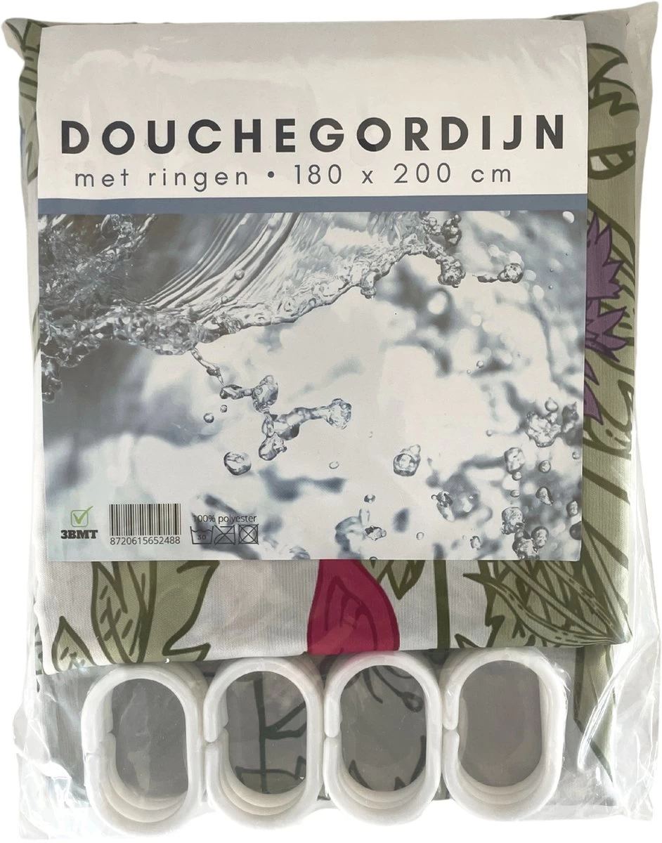 3BMT Douchegordijn Design - Bloemen - 180 X 200 Cm - Met Ringen 5 3BMT Douchegordijn Design - Bloemen - 180 X 200 Cm - Met Ringen - Image 5