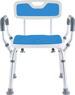 Safe Age® Douchestoel Met Afneembare Rugleuning En Armleuning – Anti Slip - Verstelbare Hoogte - Douchekruk