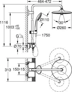 GROHE QuickFix Vitalio Joy 260 Regendouche - CoolTouch - Met Planchet - ø 26 Cm - Chroom -Grohe Winkel 948x1200