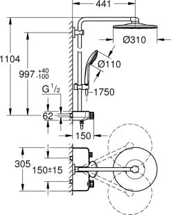 GROHE Euphoria SmartControl 310 Regendouche - CoolTouch - FastFixation - ø 31 Cm - Chroom 22 GROHE Euphoria SmartControl 310 Regendouche - CoolTouch - FastFixation - ø 31 Cm - Chroom -Grohe Winkel 953x1200