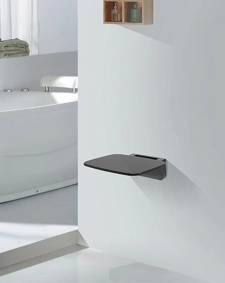 Wiesbaden Serva Douchestoel Wandmontage Opklapbaar - Zwart 2 Wiesbaden Serva Douchestoel Wandmontage Opklapbaar - Zwart - Image 2