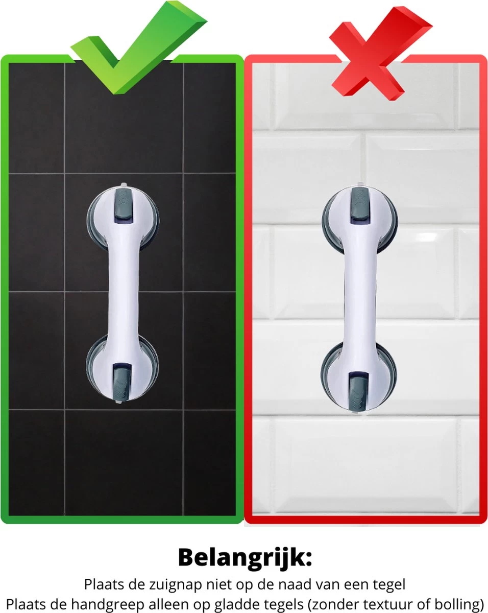 Minismus Badkamer En Douche Handgreep Met Zuignap - Zwart 2 Minismus Badkamer En Douche Handgreep Met Zuignap - Zwart - Image 2