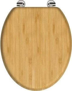 SCHÜTTE WC-Bril 81001 NATURAL BAMBOO - Massief Bamboe - Verchroomde Scharnieren