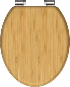 SCHÜTTE WC-Bril 81101 NATURAL BAMBOO - Massief Bamboe - Soft Close - Verchroomde Scharnieren