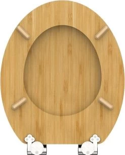 SCHÜTTE WC-Bril 81101 NATURAL BAMBOO - Massief Bamboe - Soft Close - Verchroomde Scharnieren -Grohe Winkel 966x1200