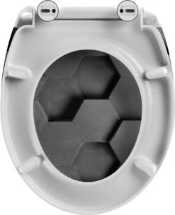 SCHÜTTE WC-Bril 82392 GREY HEXAGONS - Duroplast - Soft Close - Afklikbaar - RVS-Scharnieren - Decor - 3-zijdige Print -Grohe Winkel 976x1200 4