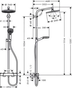 Hansgrohe Crometta S 240 Showerpipe - 1jet - Incl. Thermostaat - Chroom -Grohe Winkel 981x1200 1