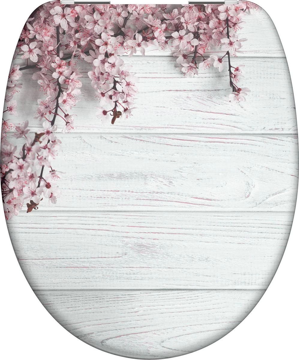 SCHÜTTE WC-Bril 82197 FLOWERS & WOOD - Duroplast - Soft Close - Verchroomde Scharnieren - Decor - 1-zijdige Print 1 SCHÜTTE WC-Bril 82197 FLOWERS & WOOD - Duroplast - Soft Close - Verchroomde Scharnieren - Decor - 1-zijdige Print